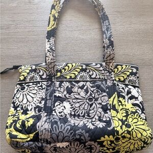 Vera Bradley Yellow, Gray & Black Floral Quilted Tote Bag